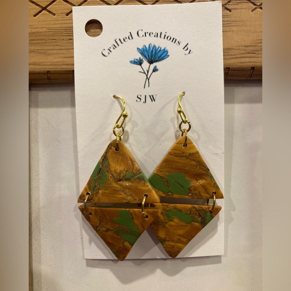 Gold and Green Diamond Earrings